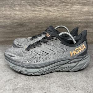 HOKA Clifton 8 Running Shoes Womens Size 9 Black Gold Sneakers One One